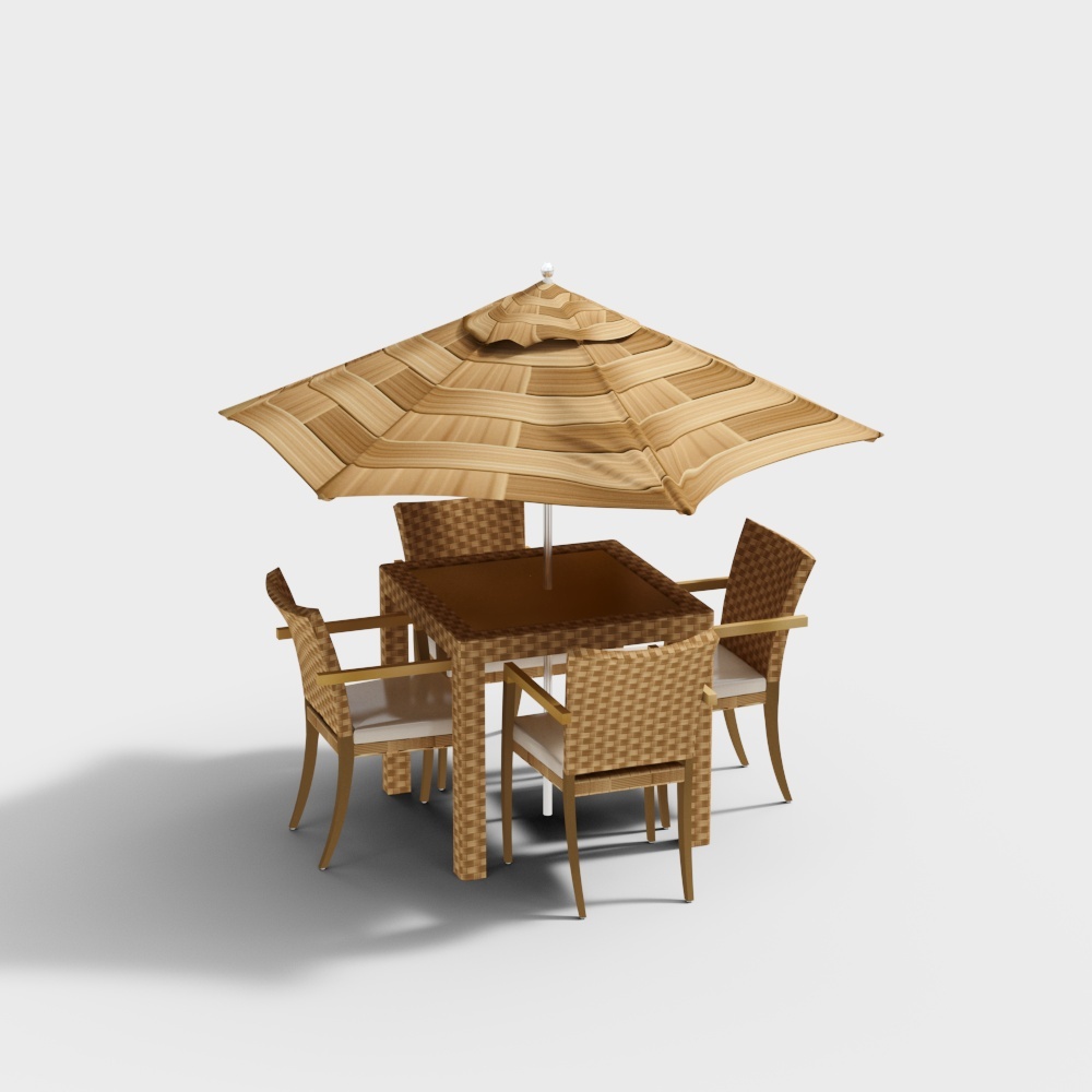 Modern log outdoor table and chairs