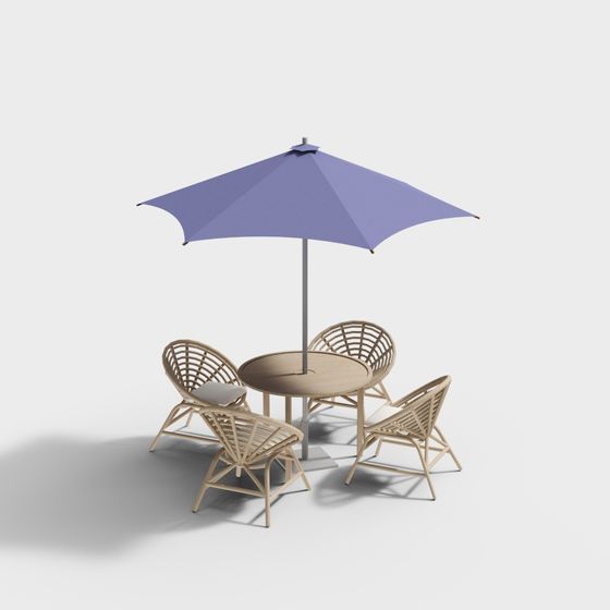 Outdoor Leisure Table and Chair Set 3D model