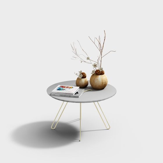 Minimalist Round Table and Vase 3D model
