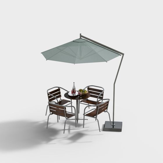 Modern Outdoor Lounge Chair and Table 3D model