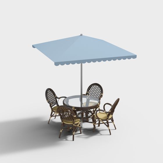 Charming Outdoor Dining Table and Chairs 3D model