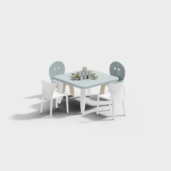 Playful Children's Desk and Chair 3D model for Creative Spaces