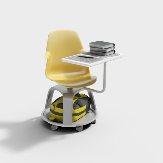 Sleek Mobile Learning Desk and Chair 3D model