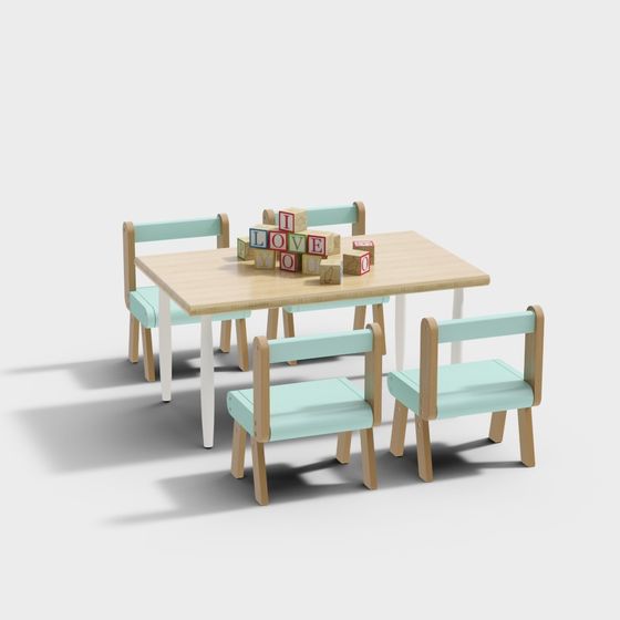 Colorful Kids Table Set 3D model
