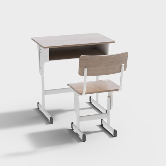 Stylish School Desk and Chair Set 3D model