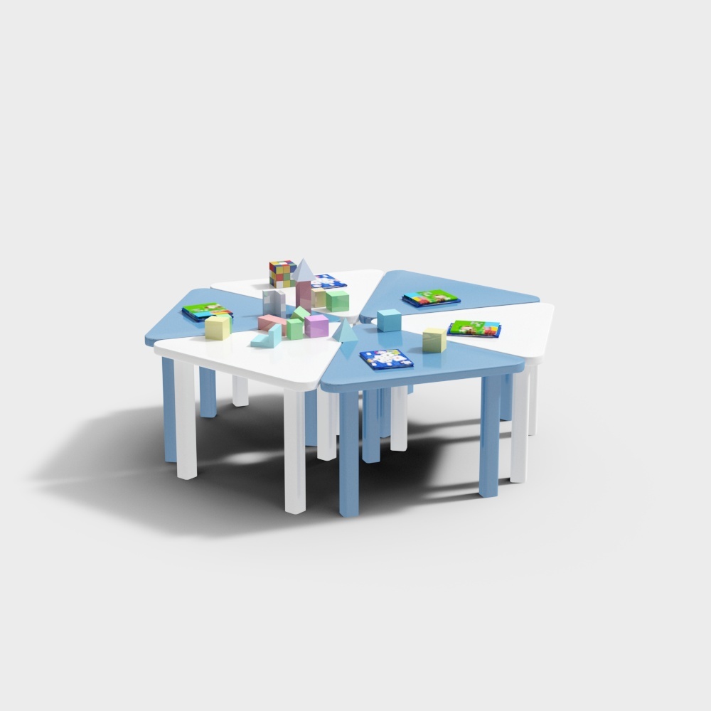 Table blanche et bleue de salle de recherche de jardin d'enfants moderne