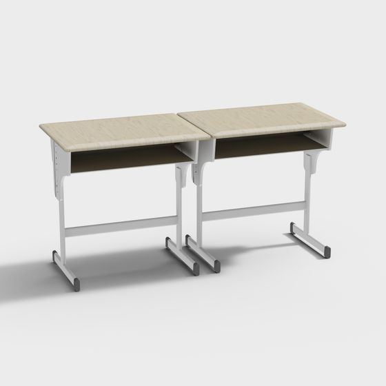 Minimalist Dual Desk 3D Model for Modern Spaces