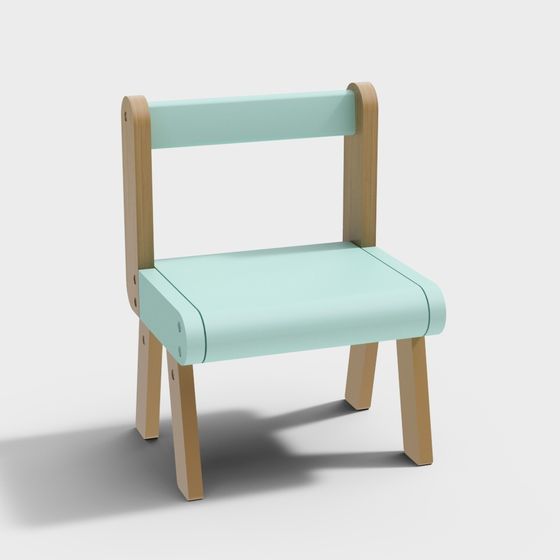 Wooden Children Chair 3D model