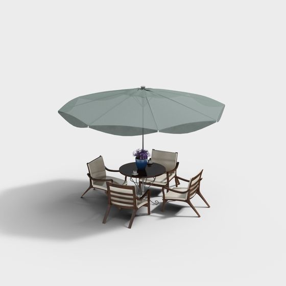Outdoor Relaxation Table and Chairs 3D model