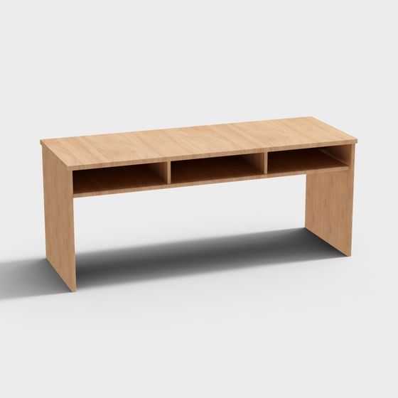 Stylish Wooden Desk Low-Poly 3D model