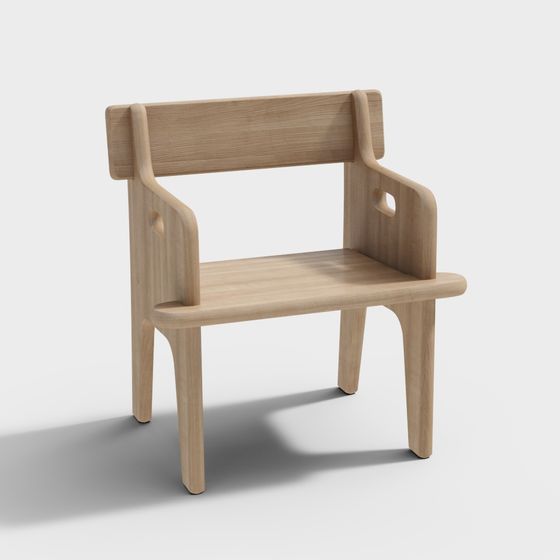 Stylish Wooden Lounge Chair 3D model