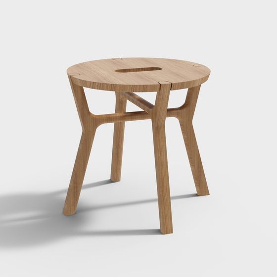 Stylish Round Stool 3D model for Modern Interiors
