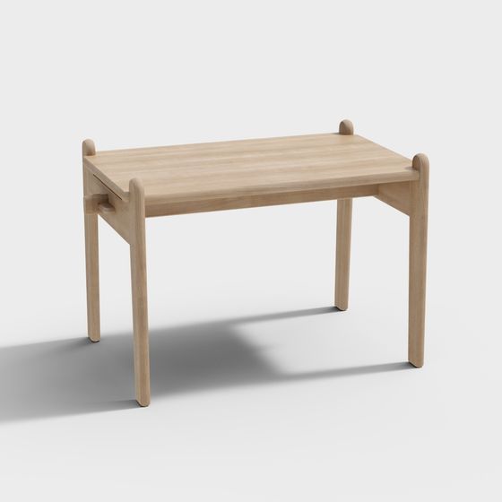 Minimalist Wooden Side Table 3D model