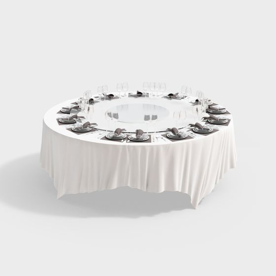 Elegant Round Banquet Table 3D model