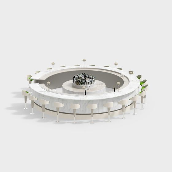 Elegant Low-Polygon Bar Counter 3D model for Creative Use