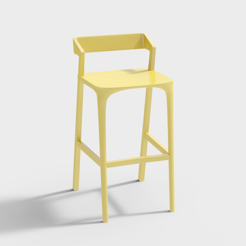 Modern café with yellow bar chairs