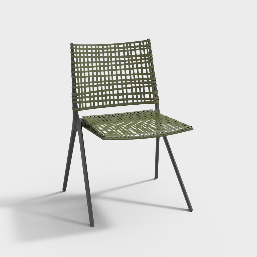 Urban Escape Chair 3D Model – Low-Poly Green Woven Seat