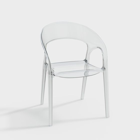 Elegant Transparent Crystal Chair 3D model
