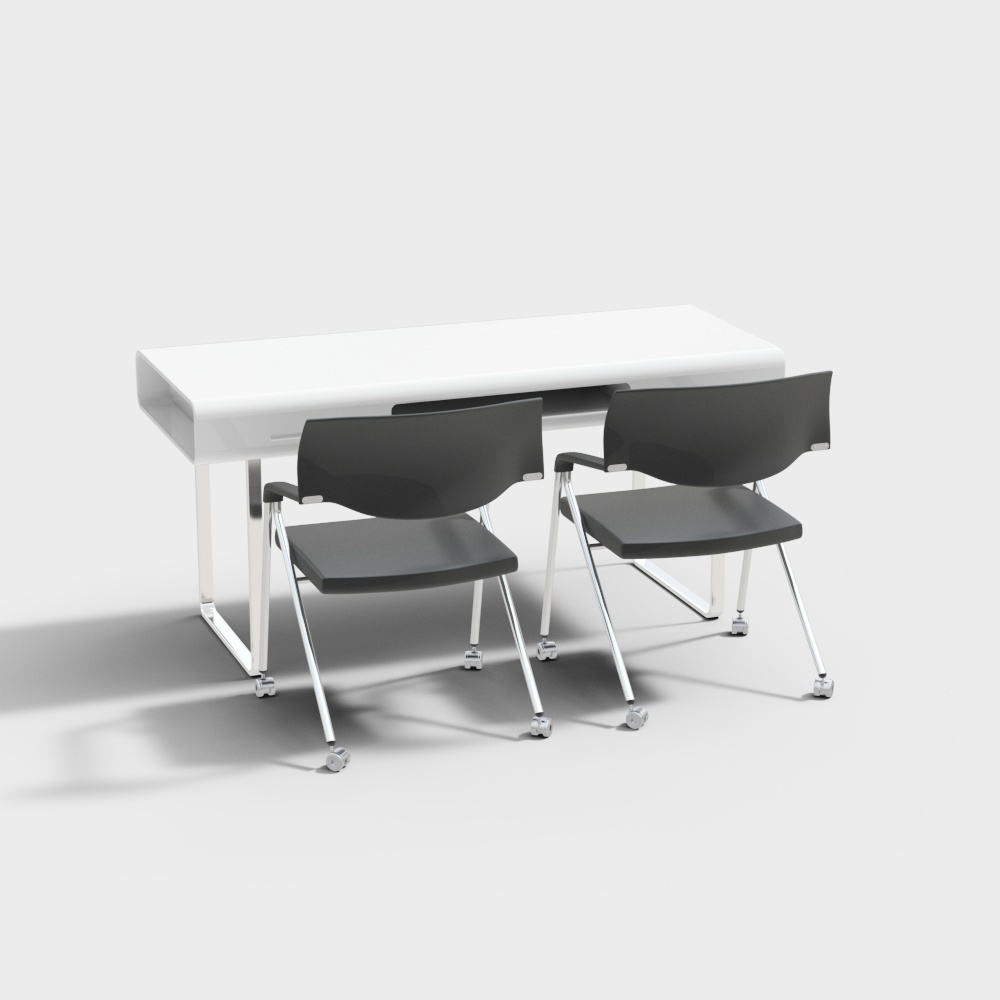 Minimalist Mobile Desk and Chair 3D model