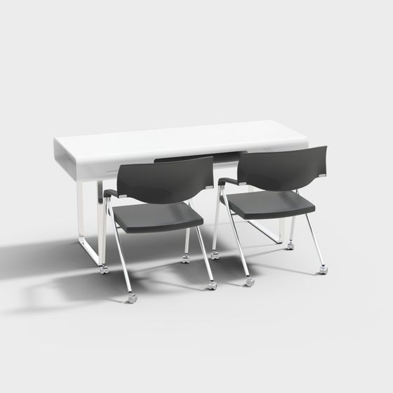 Minimalist Mobile Desk and Chair 3D model