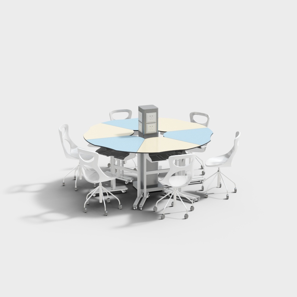 Modern classroom cartoon desks and chairs