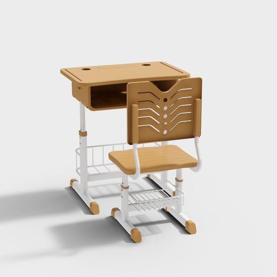 Stylish School Desk and Chair 3D Model