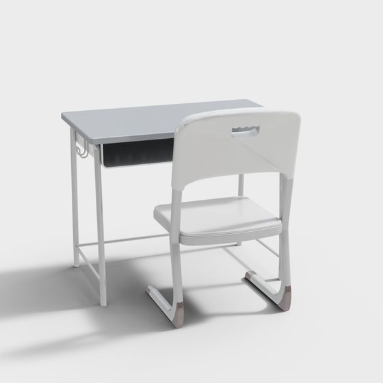 Stylish School Desk and Chair 3D model