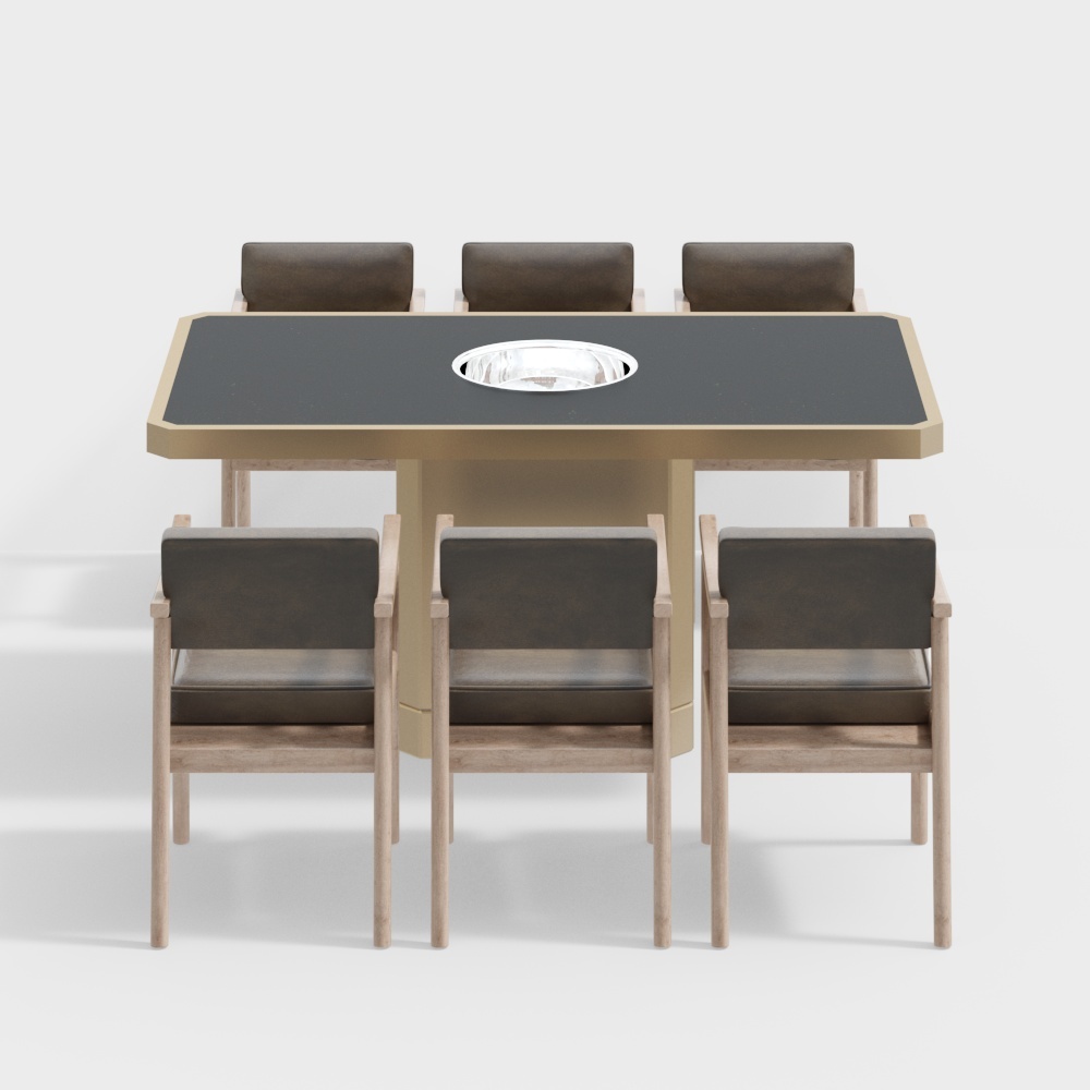 Table à manger et chaises de restaurant de fondue chinoise moderne