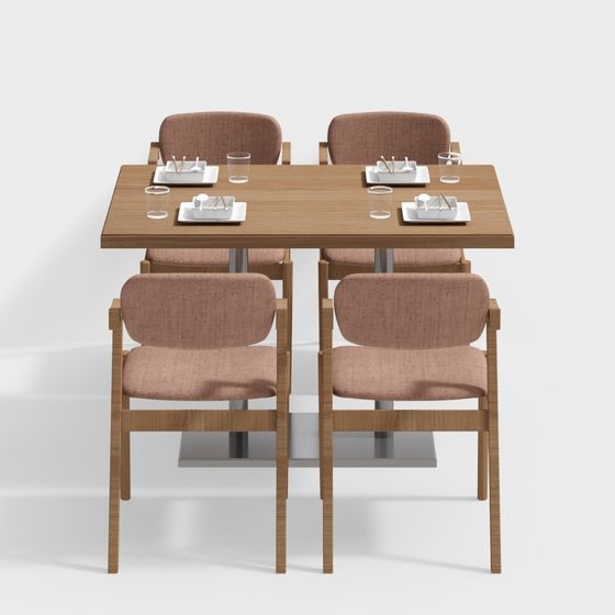 Modern Minimalist Dining Table and Chairs 3D model