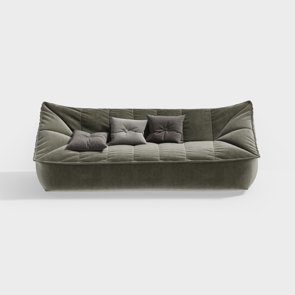 Modern two-seated fabric sofa