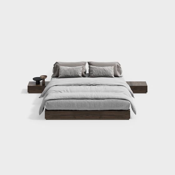 Stylish Minimalist Bed 3D model for Cozy Spaces
