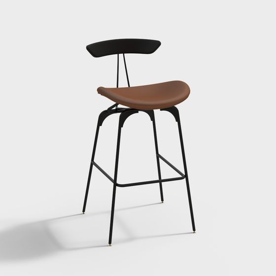 Elegant Mid-Century Style Bar Stool 3D model