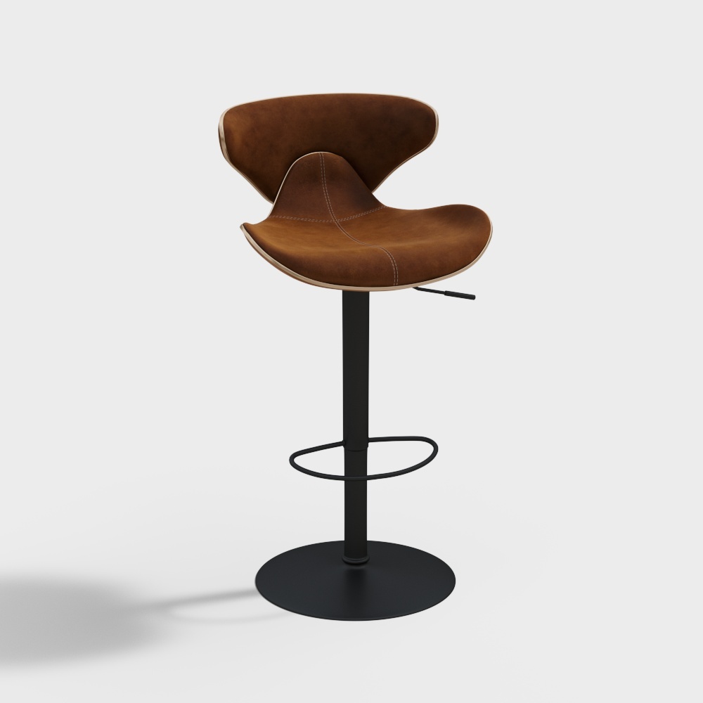 Chaises de bar modernes en cuir orange