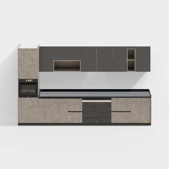 Elegant Minimalist Kitchen Cabinet Door 3D model