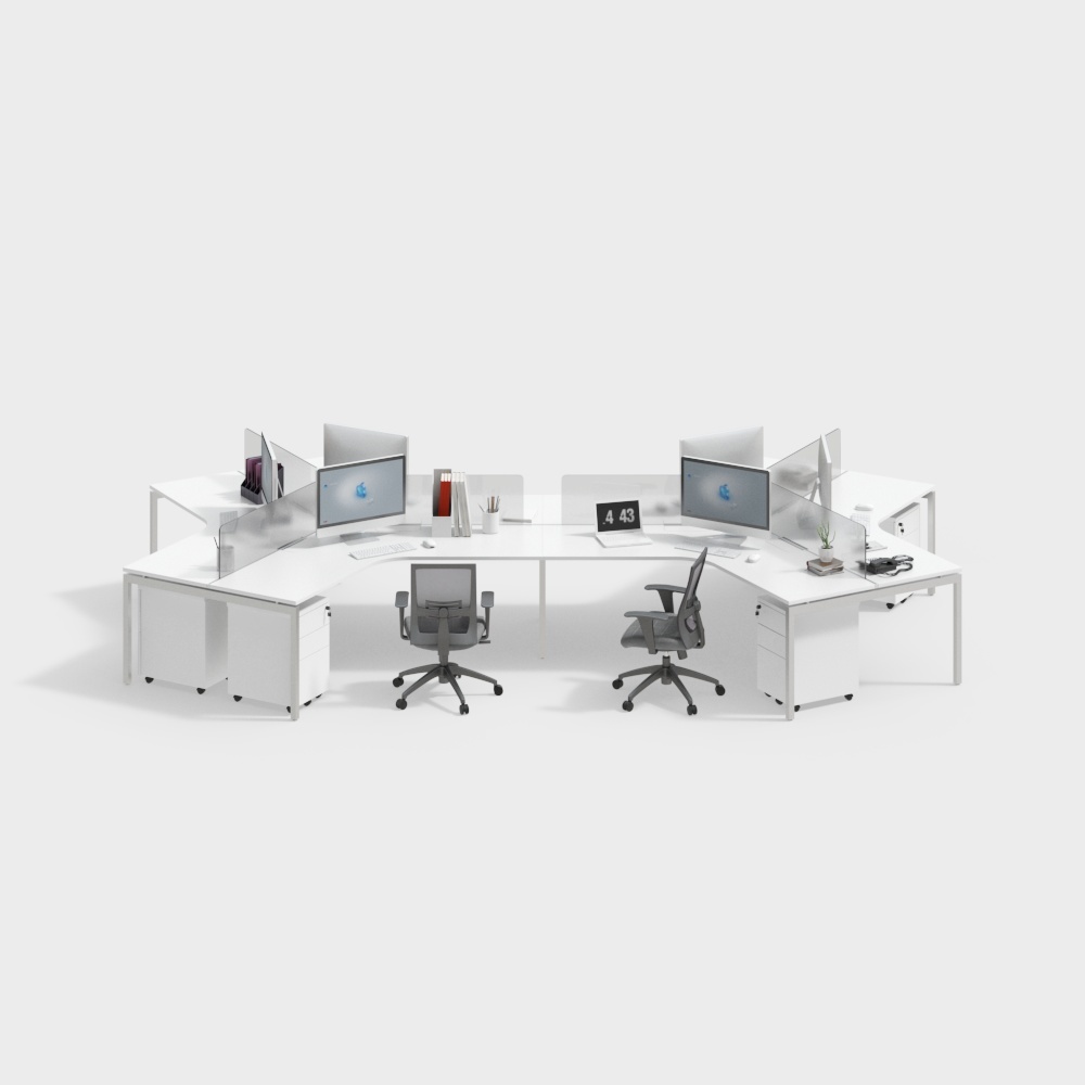 Modern employee office desks and chairs