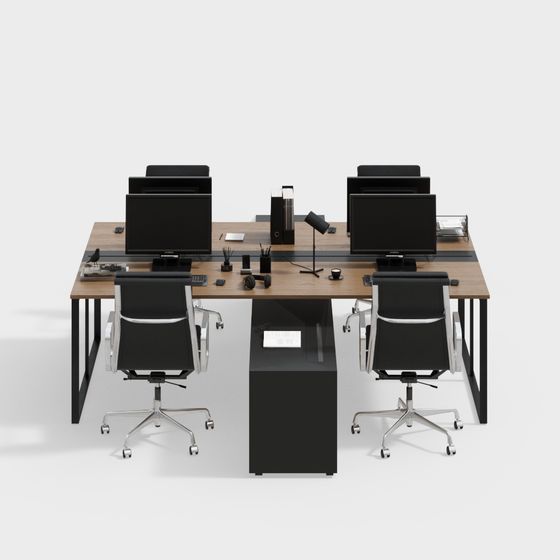 Modern Low-Polygon Office Desk 3D model