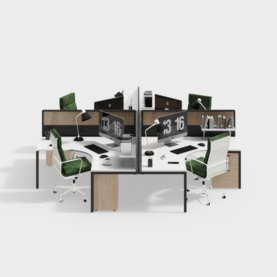 Stylish Low-Poly Office Desk 3D model