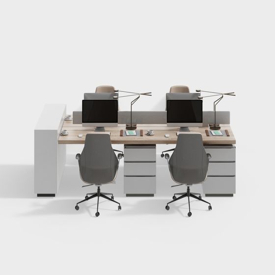 Fresh Dual-Station Workstation 3D model for Modern Offices