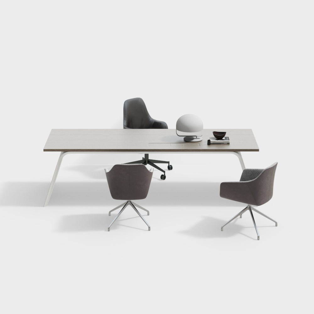ชุดโต๊ะและเก้าอี้สำนักงานแบบเรียบง่ายทันสมัย