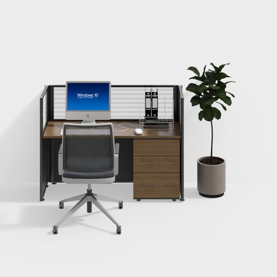 Stylish Low-Poly Office Desk and Chair 3D model for Creative Workspaces