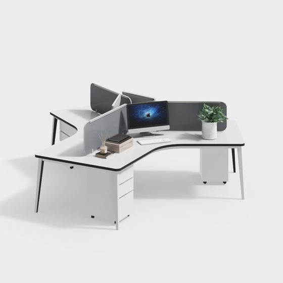 Chic Office Desk 3D model for Modern Workspaces