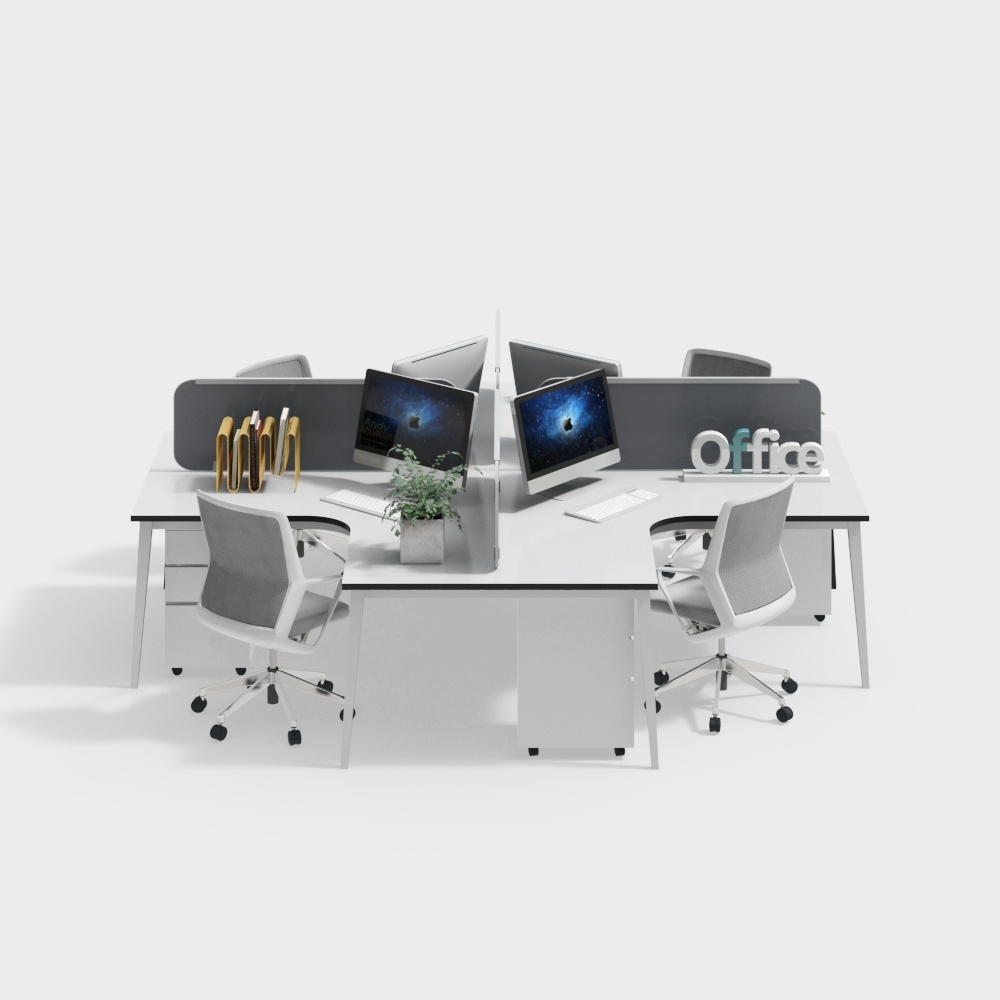 Modern style office white office desk and chair