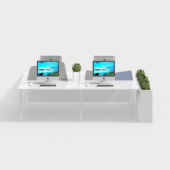 Minimalist Double Desk 3D model for Modern Workspaces
