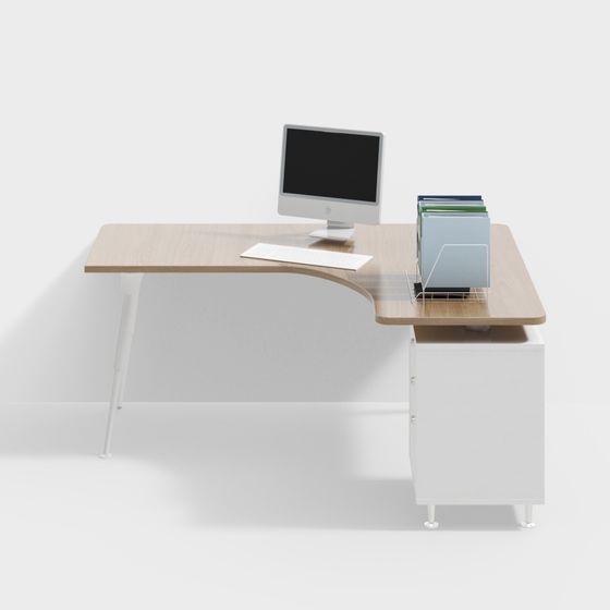 Modern Black and Brown Office Corner Desk