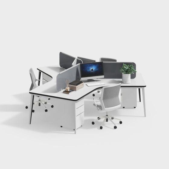 Contemporary Open Office Workspace 3D Model