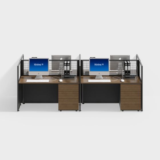 Contemporary Dual Workstation 3D model for Workspaces