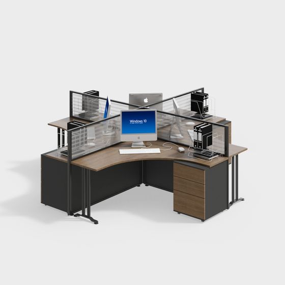 Stylish Open Workspace 3D model for Contemporary Offices