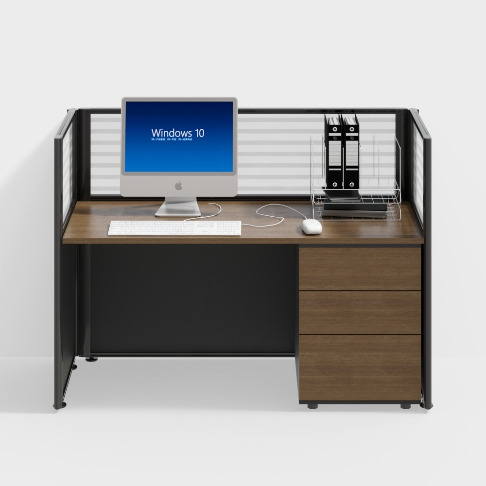 現代辦公區單間辦公桌