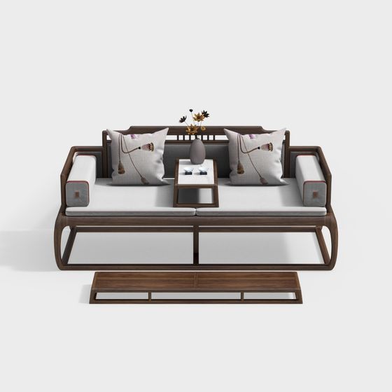 Elegant 3D Model Sofa Blending Modern and Traditional Aesthetics