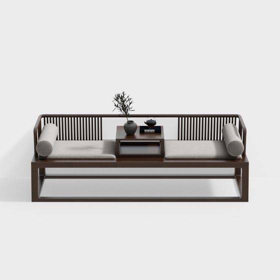 Zen-Inspired Sofa 3D model - A Perfect Fusion of Modern and Eastern Aesthetics